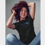 Mission Santé - Logo bleu et mauve + Ligne brossée (T-Shirt femme)