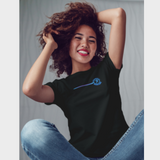 Mission Santé - Logo bleu et mauve + Ligne brossée (T-Shirt femme)