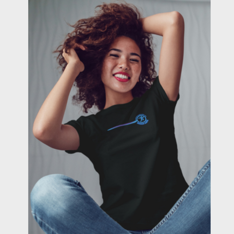 Mission Santé - Logo bleu et mauve + Ligne brossée (T-Shirt femme)