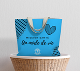 Grand sac bleu avec coeur - Mission Santé un mode de vie